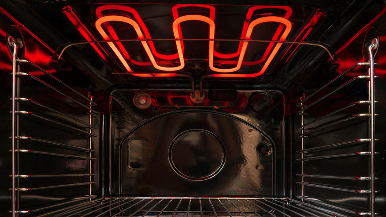 Inside of a hot oven