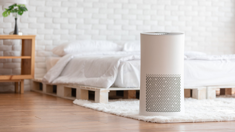 Air purifier in bedroom