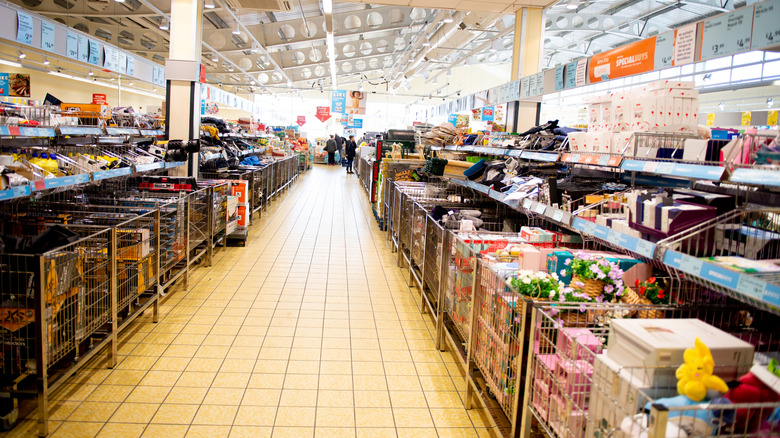 The home section of an Aldi store filled with various home goods