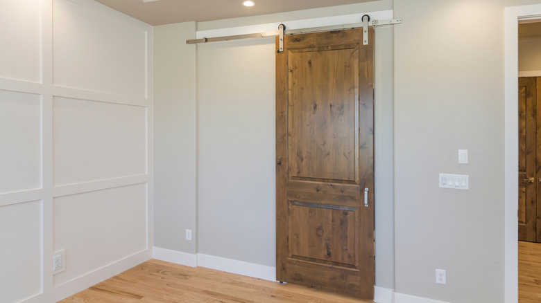 brown sliding barn door