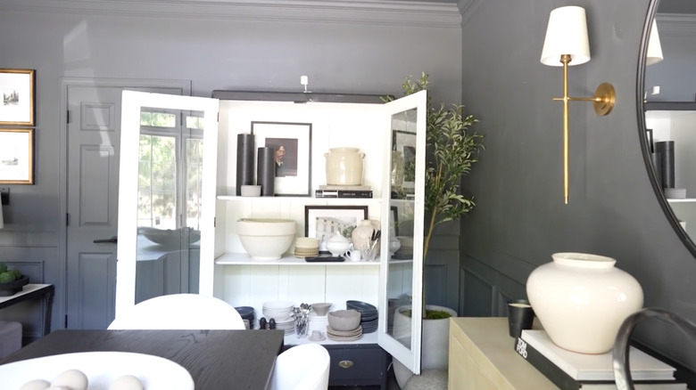 modern china cabinet in black and white