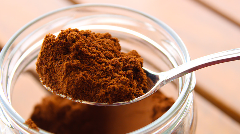 Spoonful of coffee grounds