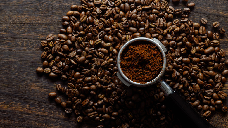 coffee beans and grounds