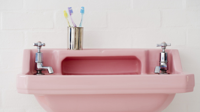 Pink vintage sink