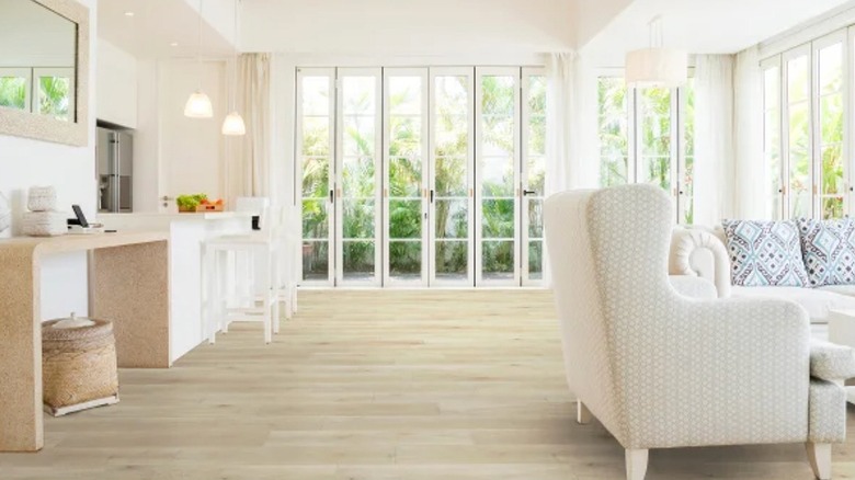 The Costco vinyl flooring in a bright airy room