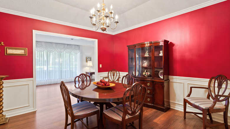 Brown curio cabinet in room 