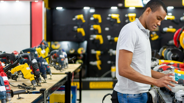 A man shopping in a construction store