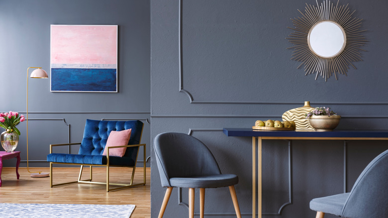 Pink, blue, and gray scheme