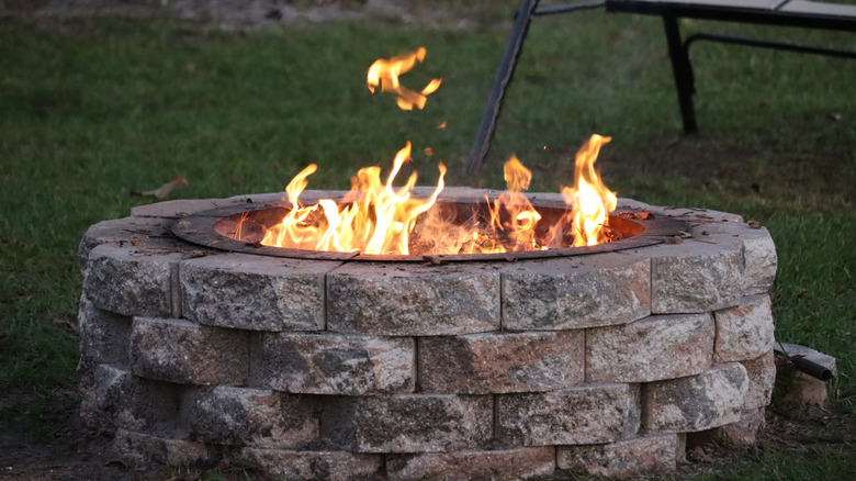 close-up of fire pit