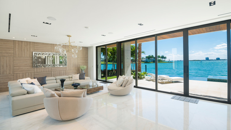 modern living room with view