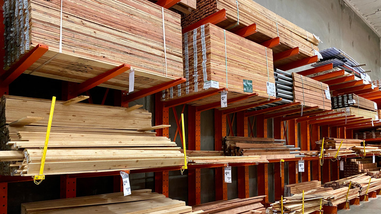 Home Depot checkout aisle inside its warehouse