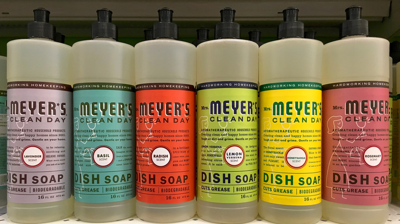 Mrs. Meyers dish soap on display
