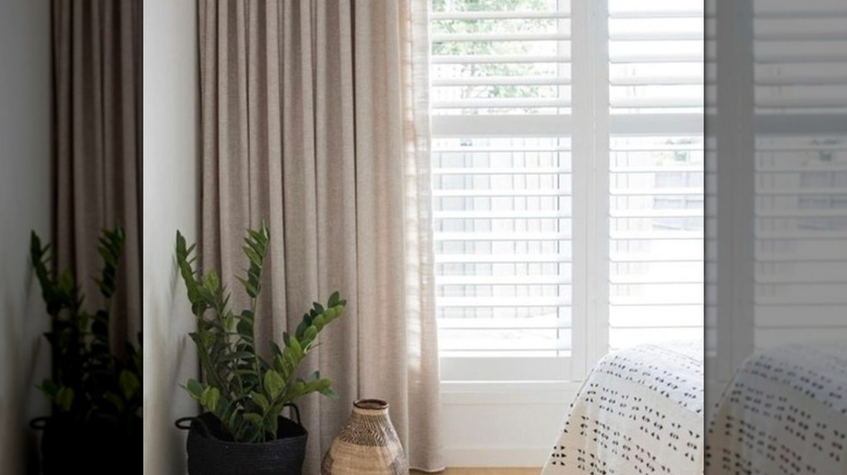 plantation shades with drapery