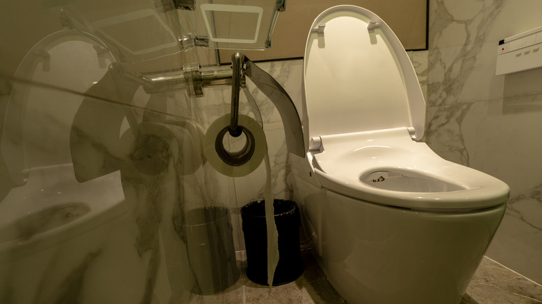 Smart toilet in bathroom