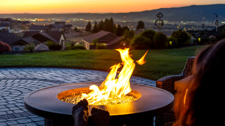 firepit with sunset view