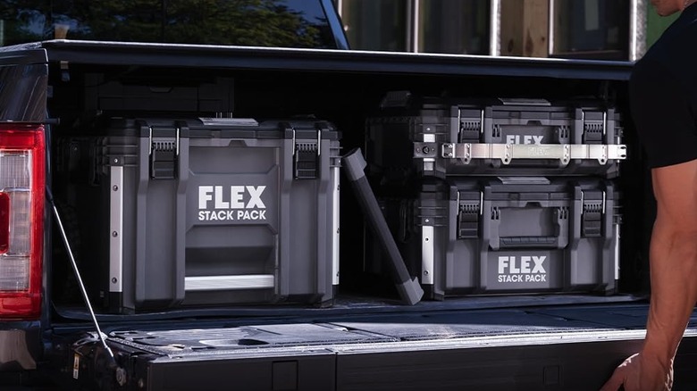Flex Stack Pack toolboxes in the back of a pickup truck