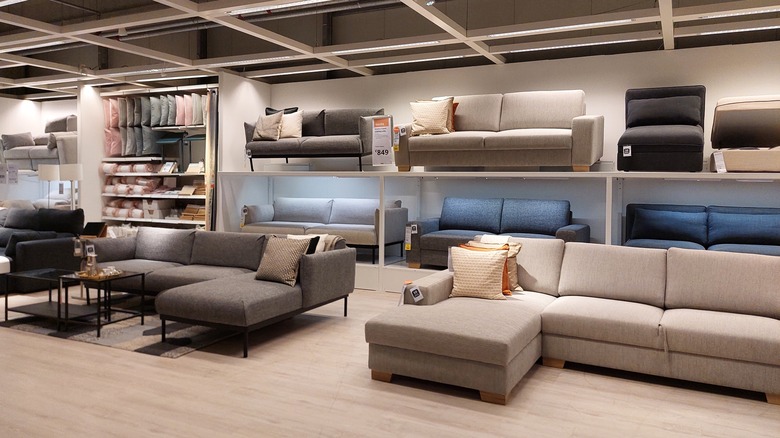 Ikea store interior and sofas
