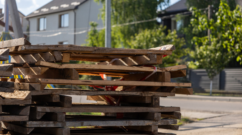 Wood pallets on the street