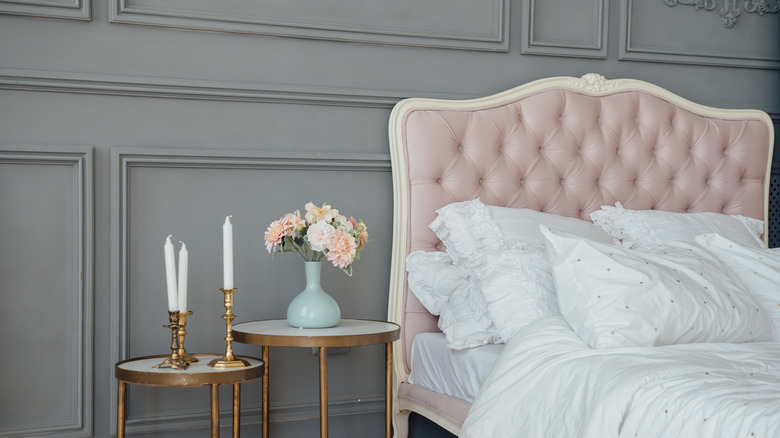 Pink diamond tufted headboard