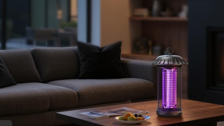 A bug zapper in a living room