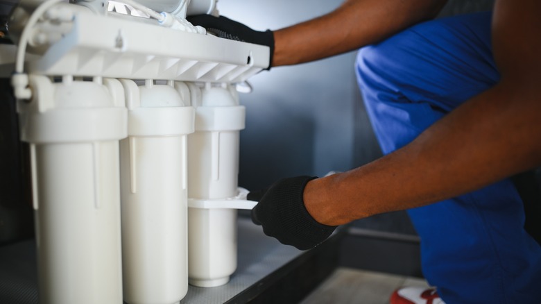 Replacing water filters during maintenance