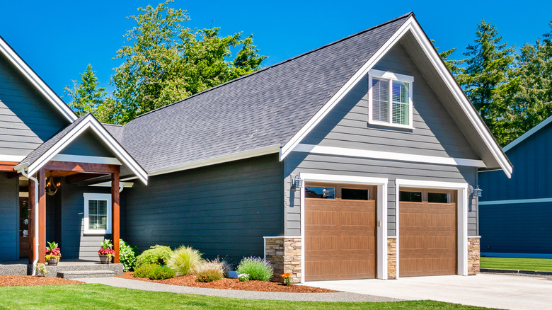 Wood garage doors on a home