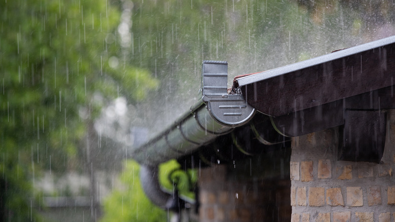 gutter on house in storm