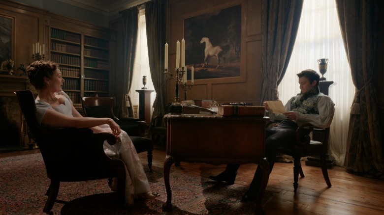 Violet and Benedict Bridgerton in Anthony's office at Bridgerton house