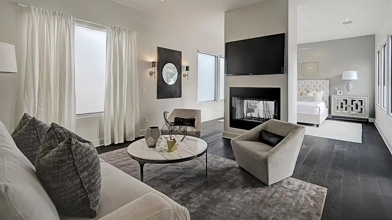 view of master bedroom and lounge area