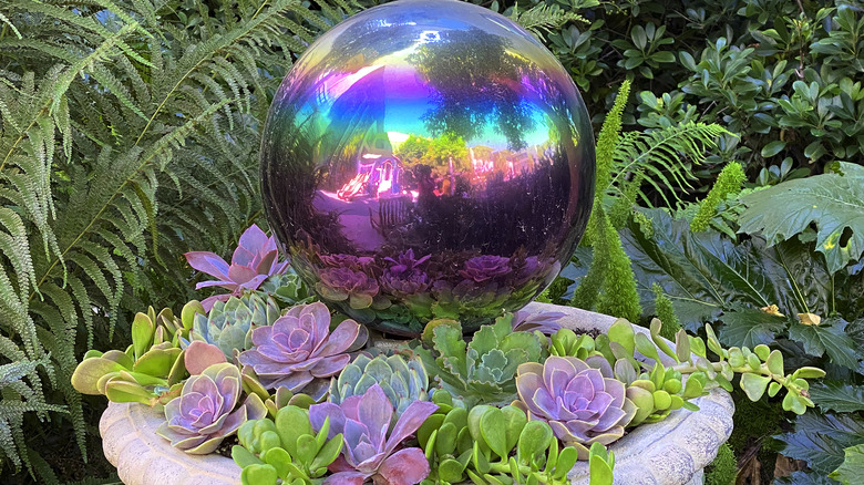 reflective gazing globe in garden
