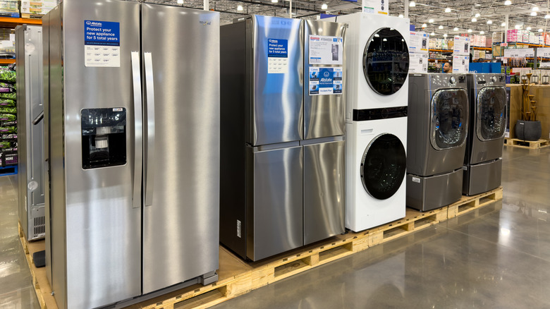 Whirlpool refrigerators and other appliances at a retail outlet