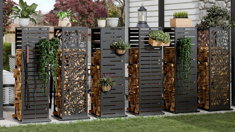 DiyFire 4-foot firewood rack with louver patterns