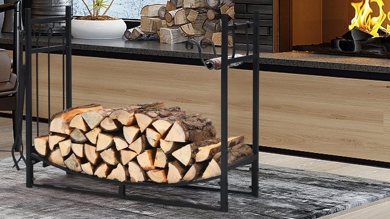Goplus indoor firewood rack