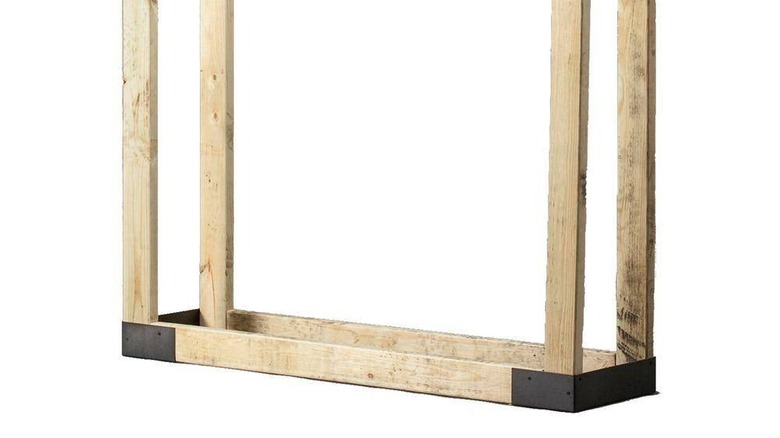 Shelter SLRK firewood storage kit installed with 2x4s