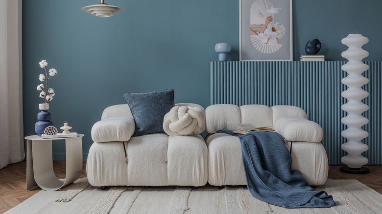 Blue and white modern living room