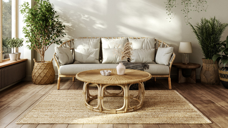 Neutral living room with wood floor