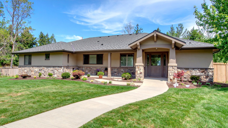 House with neat landscape and walkway
