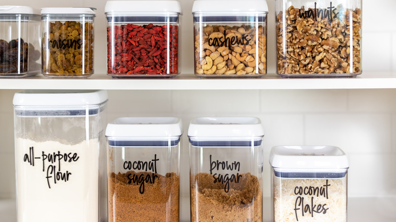 food storage bins in pantry