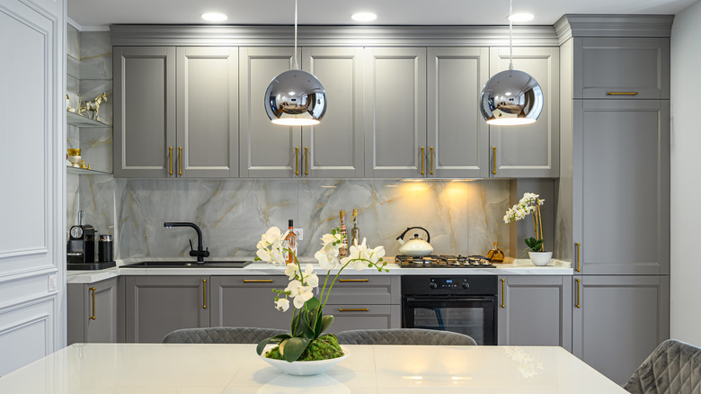 grey and white kitchen