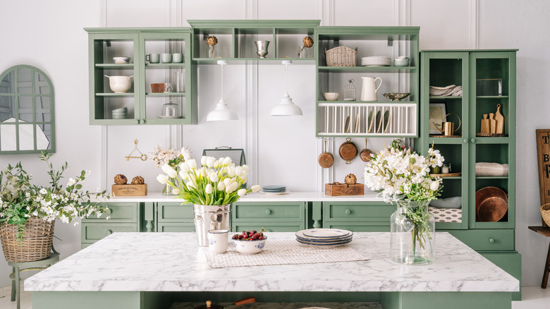 Sage green kitchen cabinets