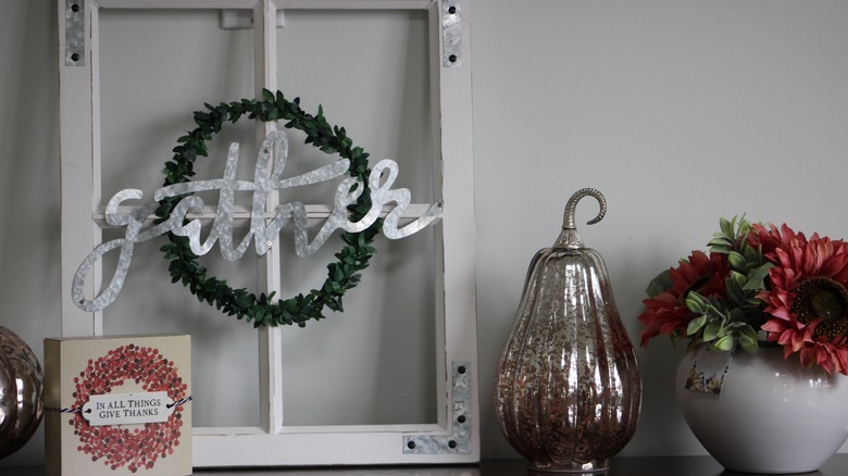 antique window qith wreath