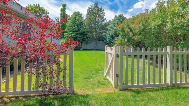 White fence with open gate