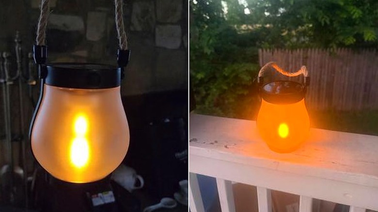 Customer photo of Gkcity lantern on a patio railing