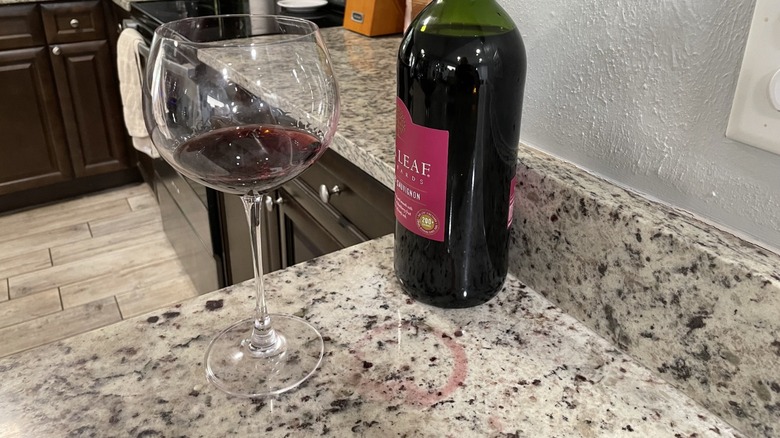 Wine stain on granite countertop
