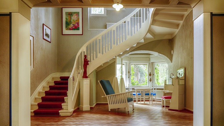 white spiral staircase