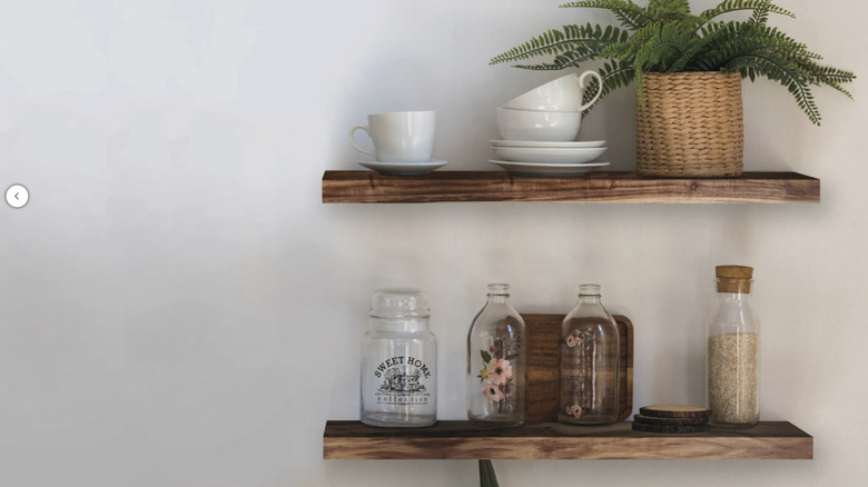Vision Home's Acacia Floating Shelves on a wall