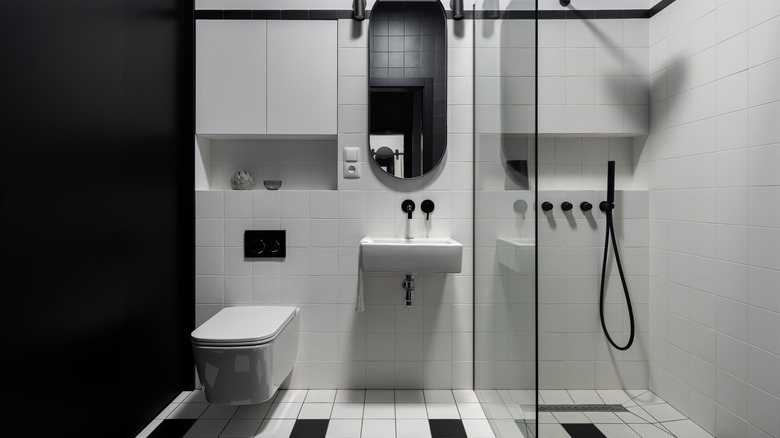 Small black and white bathroom