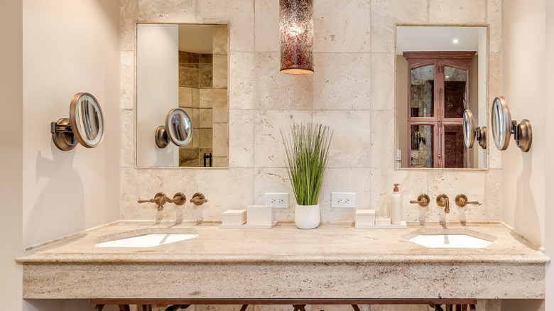 Brown and cream bathroom