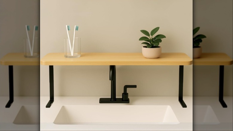 An over-the-sink bathroom shelf