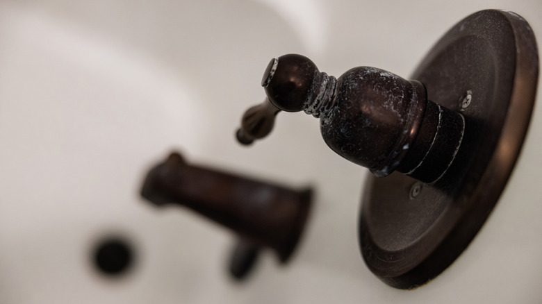 Oil rubbed bronze shower handle